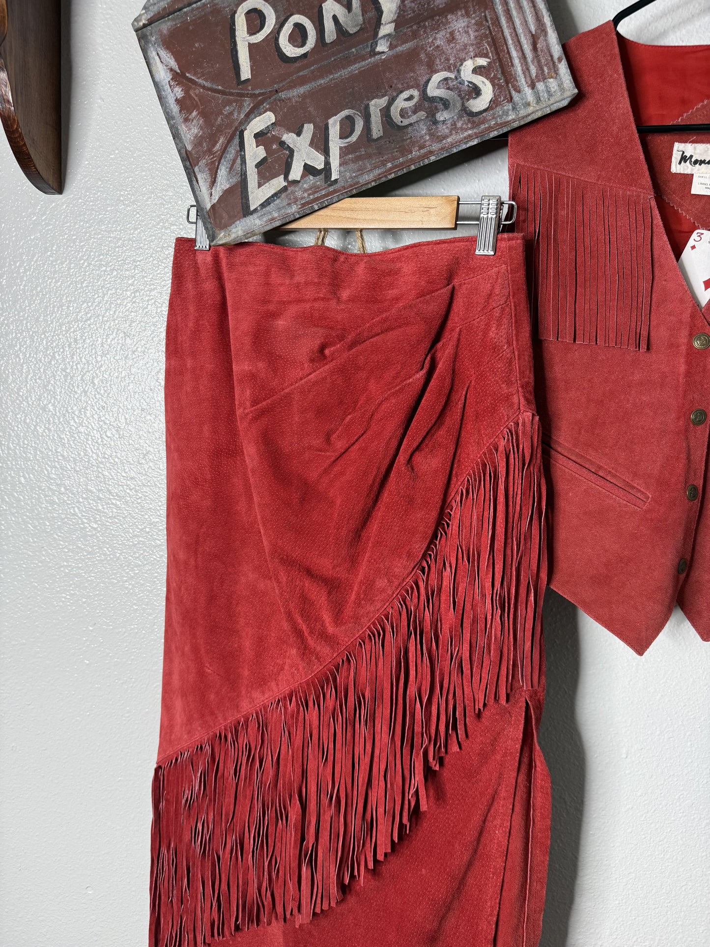 Vintage Mona Mode Genuine Leather Skirt & Vest Set