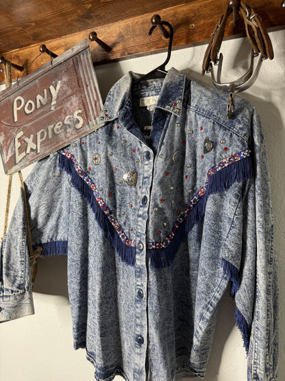 Vintage Caché Denim Button-Up Shirt