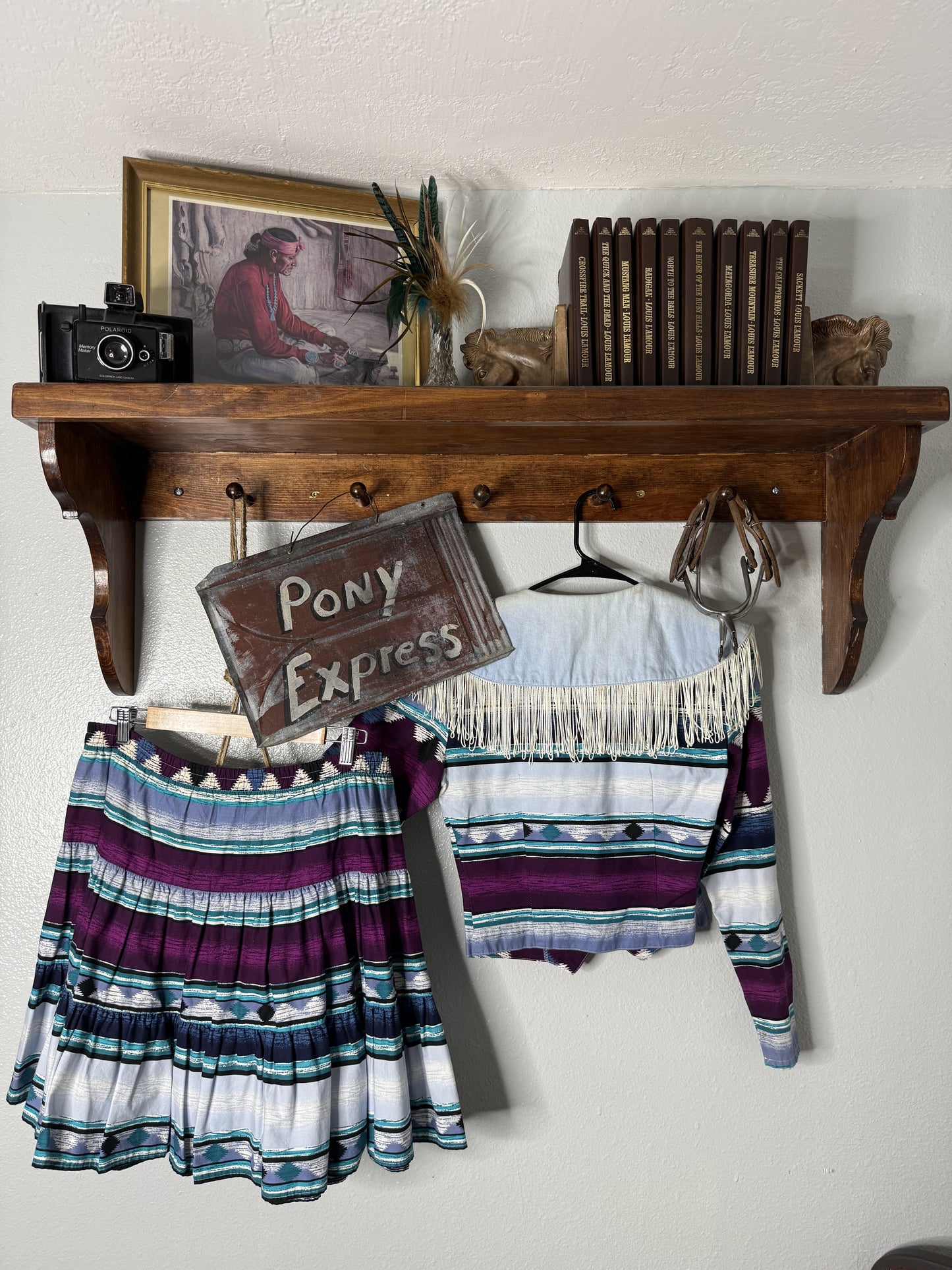 Vintage Roughrider Skirt & Button-Up Shirt Set