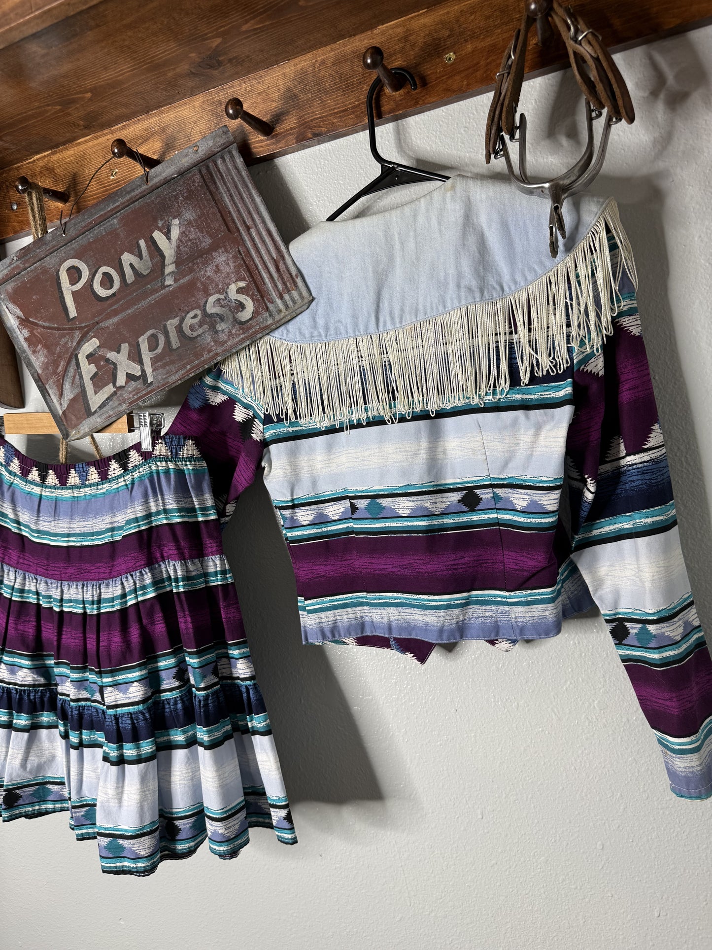 Vintage Roughrider Skirt & Button-Up Shirt Set