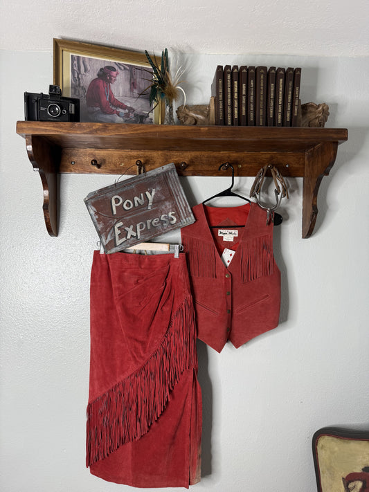 Vintage Mona Mode Genuine Leather Skirt & Vest Set