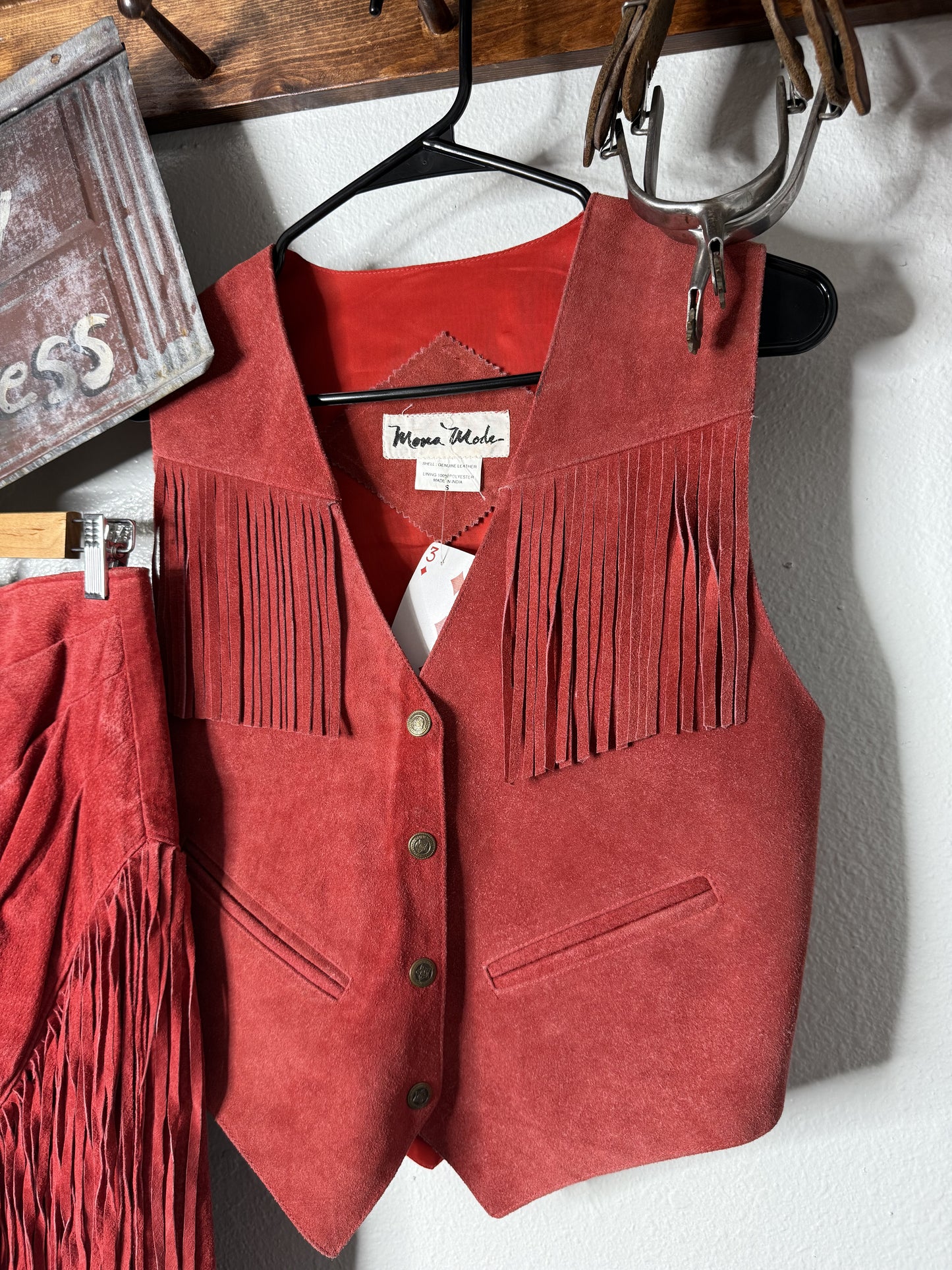 Vintage Mona Mode Genuine Leather Skirt & Vest Set